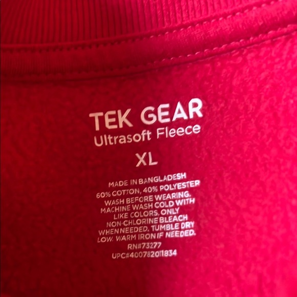 Tek Gear Red Crew Neck Sweater with Long Sleeves and Relaxed Fit - Picture 3 of 3